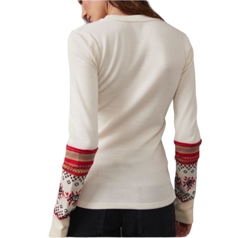 NWT FREE PEOPLE Cream Mikah Thermal Layering Top - Picture 3 of 4